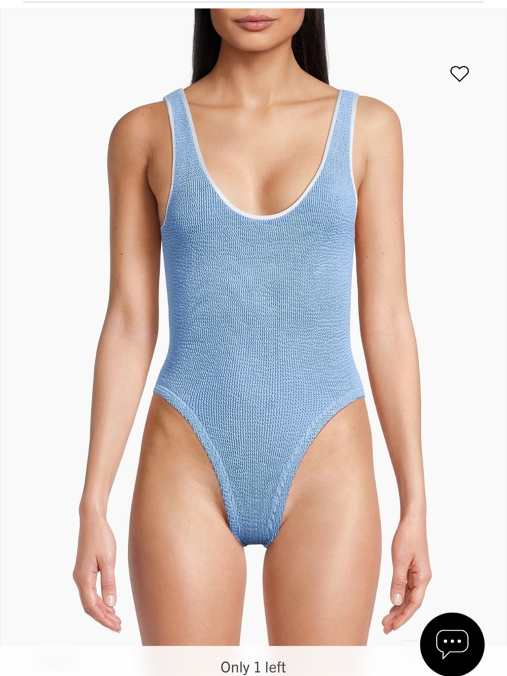 Hunza G Light Blue Textured Scoop One-Piece Swimsuit